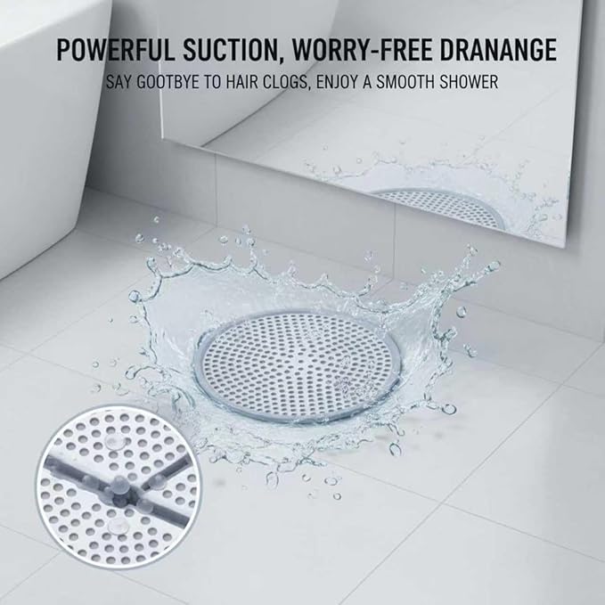 Drain Hair Catcher, Drain Strainer, Stainless Steel and Silicone - Image 3