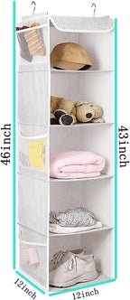 5 Shelves Hanging Closet Organizer, 2 Pack Hanging Storage - Image 3