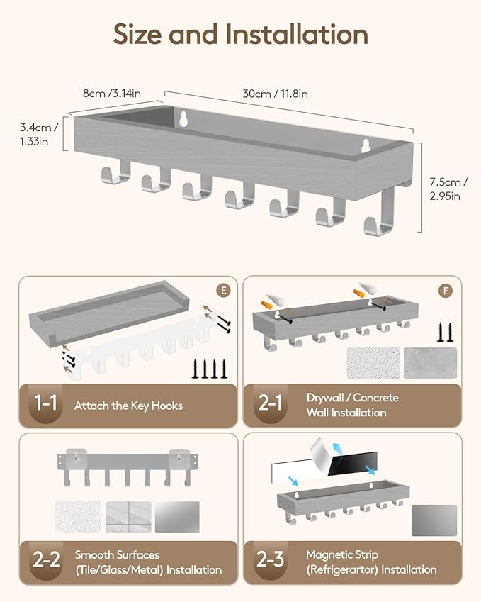Key Holder Wall Mount Adhesive Magnetic - Image 7