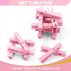 Pink Clothes Pins Wooden 100 Pack, Colored Clothespins - Image 5