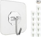12 Pack Heavy Duty Self Adhesive Hooks - 33lb Max by Jwxstore