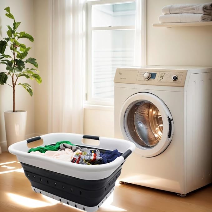 SAMMART 41L Collapsible 3 Handled Plastic Laundry Basket - Image 6