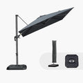 PURPLE LEAF 8'×8' Patio Cantilever Umbrella with Base Included Offset Outdoor Umbrella with cover Square umbrella outdoor patios for Backyard Pool Garden Grey by PURPLELEAF