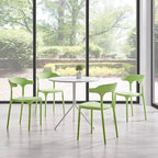 Modern Stackable Dining Chair Set, No Assembly, Plastic Chair, Patio Chair, Suitable for Indoor and Outdoor Cafes and Restaurants, Set of 4 (Pistachio Green) - Image 2