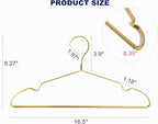 Amber Home 20 Pack Premium Matte Gold Aluminum Coat Hangers, 16.5” Extra Smooth - Image 2