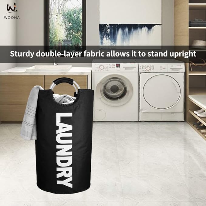 WOOHA 125L Large laundry basket, Collapsible laundry hamper, Tall Clothes - Image 4