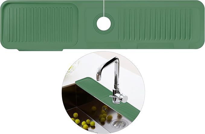 Kitchen Faucet Splash Mat, 24 inch Silicone Sink Splash Guard Drying Mat by Luckissixs