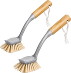 MR.SIGA Dish Brush with Long Bamboo Handle Built-in Scraper, Scrub Brush by MRSIGA