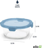 Ello Color Lock 7 Cup 4PC, 2 Pack Glass Meal Prep Sets Leak-Proof Glass Food - Image 4