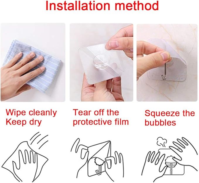 Heavy Duty Adhesive Hooks 33 lb 15KG, Waterproof and Oilproof Reusable Seamless - Image 7
