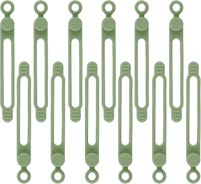 12Pcs Reusable Green Silicone Cord Ties, by anpiwshjo