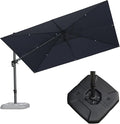 PURPLE LEAF 11.5' X 8.2' Tilting Patio Umbrella with Base Outdoor Cantilever Swivel Rectangle Umbrella Aluminum Offset Umbrella with 360-degree Rotation for Garden Deck Pool Patio Grey by PURPLELEAF