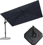 PURPLE LEAF 11.5' X 8.2' Tilting Patio Umbrella with Base Outdoor Cantilever Swivel Rectangle Umbrella Aluminum Offset Umbrella with 360-degree Rotation for Garden Deck Pool Patio Grey by PURPLELEAF