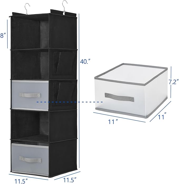 5-layer suspended fabric shelf organizer, equipped - Image 3