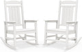 SERWALL Outdoor Rocking Chairs Set of 2, Oversized HDPE Porch Rockers for Adults, All-Weather Composite Patio Rocking Chairs, White by SERWALL