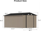 Patiowell 12 x 8 FT Outdoor Storage Shed, Steel Shed Storage House with Design of Lockable Doors, Utility and Tool Storage for Garden, Patio, Backyard, Outside use, Brown - Image 3