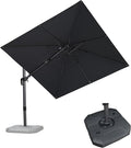 PURPLE LEAF 8.8' X 8.8' Left-right Tilt Patio Umbrella with Base Outdoor Cantilever Swivel Square Umbrella with Tilt Aluminum Offset Umbrella with 360-degree Rotation for Garden Deck Pool Patio Grey by PURPLELEAF