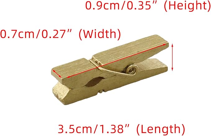 HEEHEE 50 PCS 1.38 Inch Gold Mini Clothespins Small Clothes Pin Natural Texture - Image 2