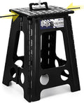 Delxo 17.5 Inch Folding Step Stool,Foldable Stool for Adults with Safety Lock,Portable Collapsible Plastic Step Stool,Non Slip Folding Stools for Kitchen Bathroom Bedroom Up to 400LBS,(Black 1PC) by Delxo