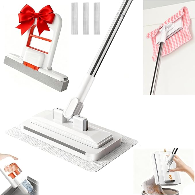 Cloth Changing Mini Mop with a Mini Foldable Desktop Mop, Flat Dust Mop by INWEJIA