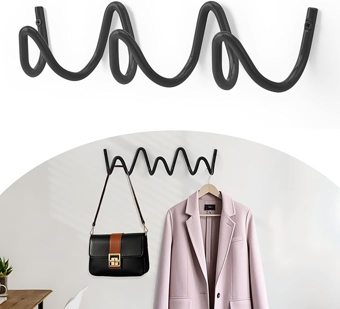 Coat Rack Wall Mount, Creative Wave Wall Hooks 20KG Capacity, Easy Installation - Image 2