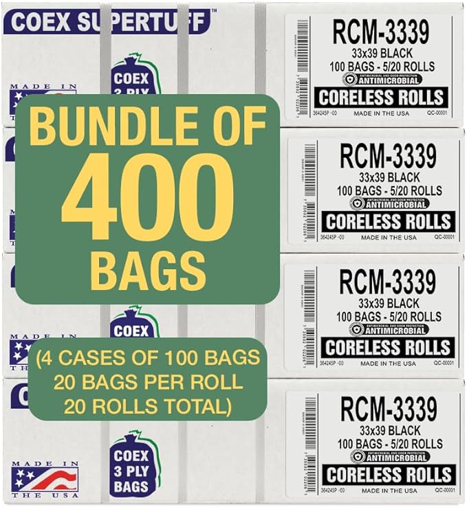 Aluf Plastics - Thick Trash Bags, 33 Gallon, 1.25 Mil - Image 9