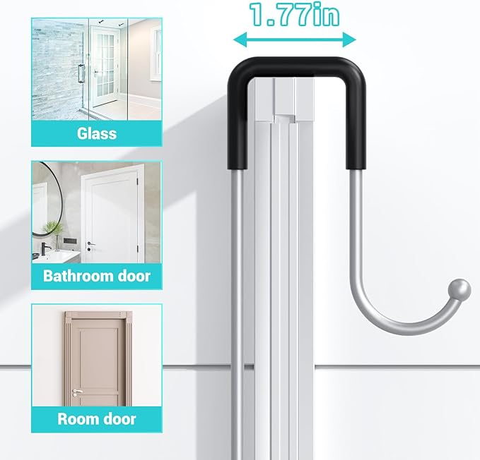 Hanging Shower Caddy Over Door: Silver Rustproof Shower Organizer over the Door - Image 5