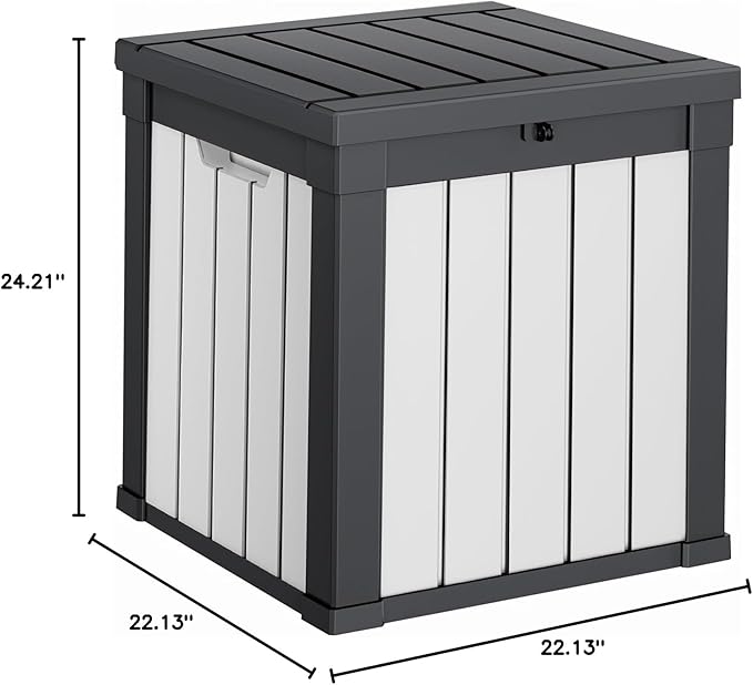 DRATO 51 Gallon Deck Boxes Resin Outdoor Storage Box UV Resistant Outside Deck Box with Lockable Lid for Patio Furniture（Black and White，51 Gallon） - Image 7