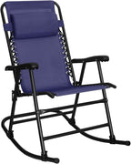 Amazon Basics Outdoor Portable Folding Rocking Chair with Headrest, Ergonomic Design, Weather-resistant Textilene Fabric for Porch, Blue by AmazonBasics