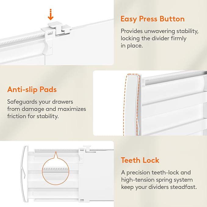 Lifewit 5" Tall 5 Pack Drawer Dividers, 30-47cm/11.5-18.5" Expandable Drawer - Image 7