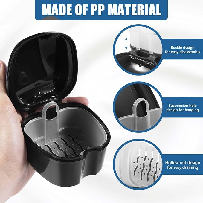 2 Pack Denture Bath Case Cup Box Holder Storage Container - Image 3