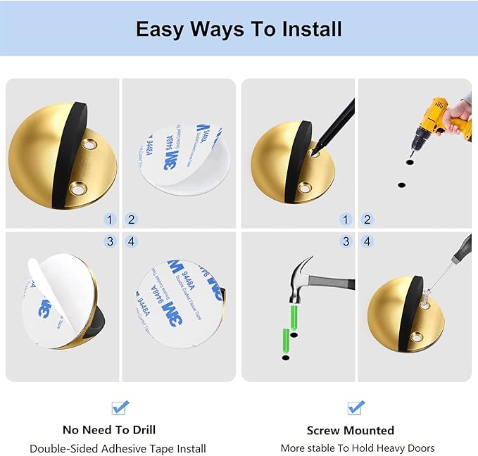 Door Stopper Self Adhesive Floor Door Stop No Drill - Image 7
