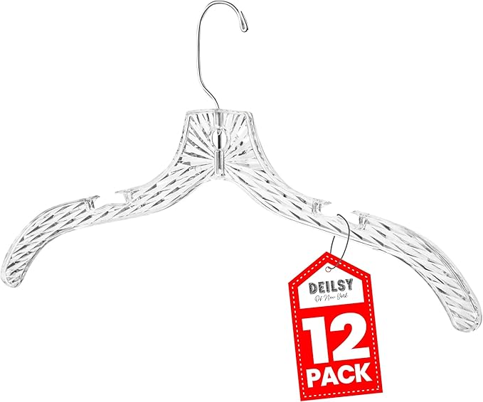 Clothes Hangers Plastic Set of 12 Pack Heavy Duty Hangers Dresses, T-Shirts by Deilsy