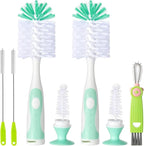 Baby Bottle Brush Set, 2 Hidden Nipple Brush, 2 Straw Brush, 1 Lid Brush by AnivonaDirect