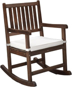 VINGLI Outdoor Rocking Chair, Weatherproof Rocker with Cushion, Wooden Rocking Bench Support 450 LBS for Patio, Yard, Garden, Outdoor or Indoors, Rustic by VINGLI