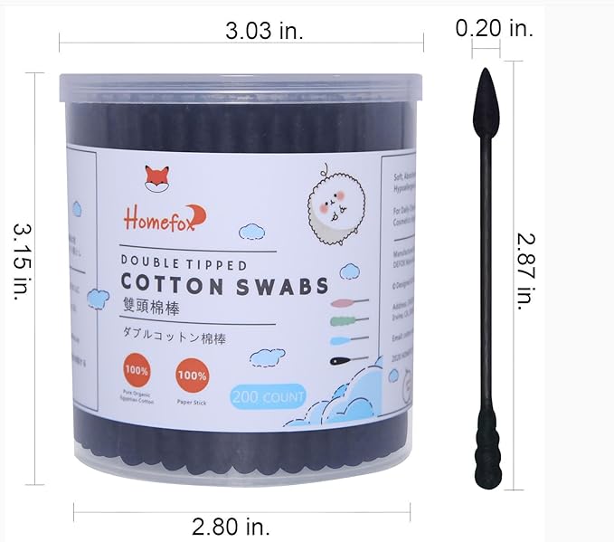 Black Cotton Swabs Spiral Pointed - Image 2