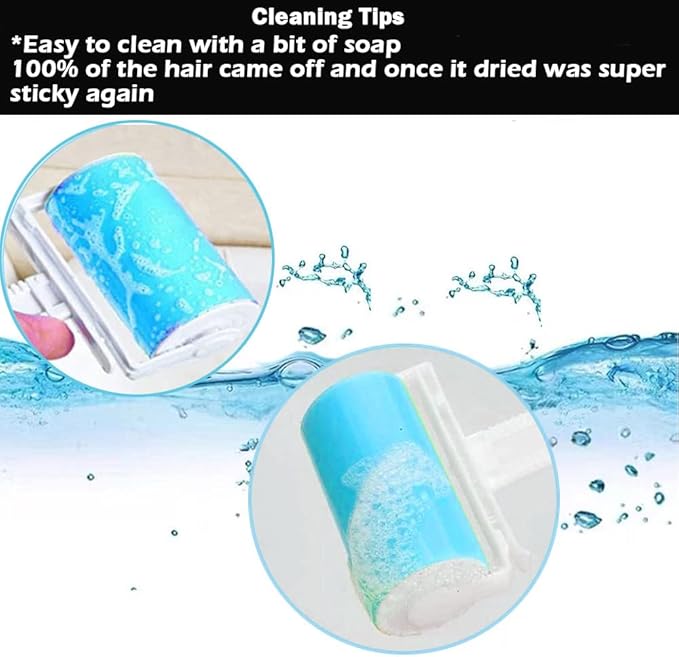Sticky Lint Roller 3 Pack, Reusable Washable Lint Roller Pet Hair Remover - Image 3