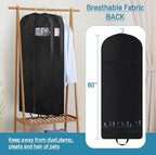 KIMBORA 60" Dress Garment Bags for Hanging Clothes Travel, Gusseted Garment - Image 5