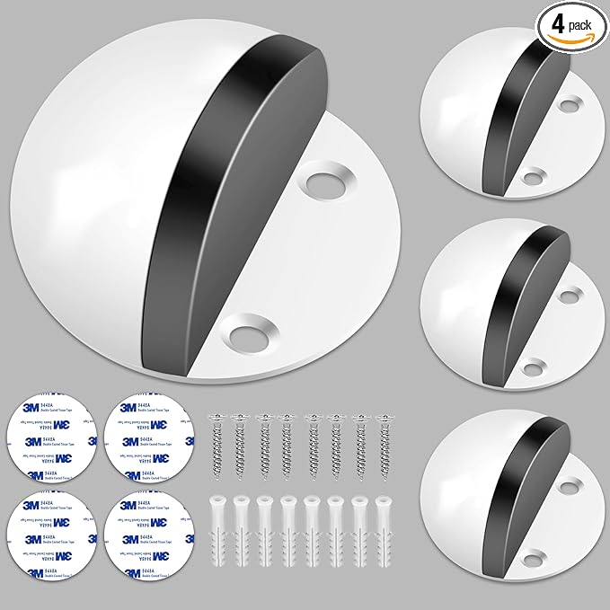 4 Pack Door Stoppers, Self Adhesive Floor Door Stop No Drill by Gudui