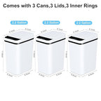 Bathroom Automatic Trash Can 3 Pack 2.2 Gallon Motion Sensor Touchless Small - Image 4