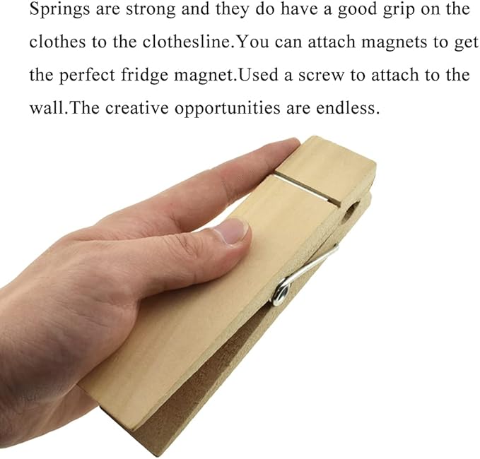 HAHIYO Wooden Clothes Pins Clothespins Extra Large Do NOT Fall Apart 6 inches - Image 6