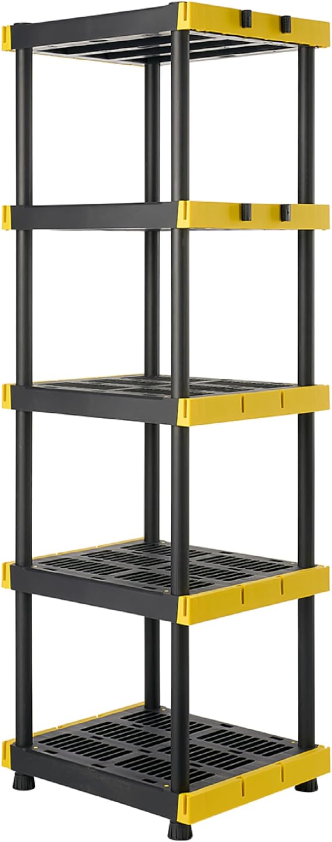 BLACK & YELLOW 5-Tier Heavy Duty Plastic Storage Shelving Unit, 5 Shelves Support up to 100lb/shelf, Organization and Storage, Weather-Resistant Design, Easy Assembly, American Made (72H x 24W x 20D) by BLACK+%26+YELLOW