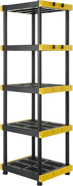 BLACK & YELLOW 5-Tier Heavy Duty Plastic Storage Shelving Unit, 5 Shelves Support up to 100lb/shelf, Organization and Storage, Weather-Resistant Design, Easy Assembly, American Made (72H x 24W x 20D) by BLACK+%26+YELLOW