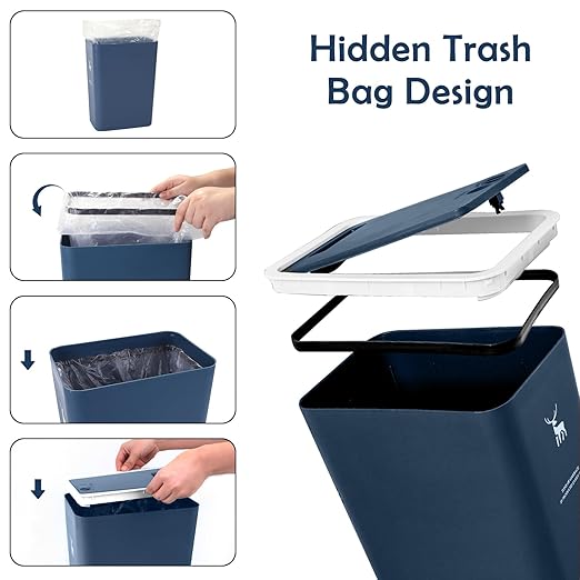 XPIY Trash Can with Lid, 2 Pack 4 Gallons/15 Liters Garbage Can with Press Top - Image 7