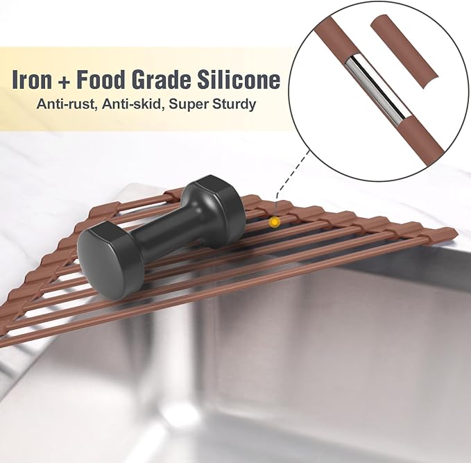 Tomorotec Compact Silicone-Coated Triangle Dish Drying Rack - Image 3