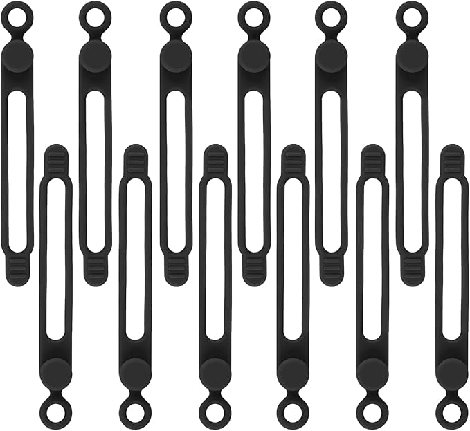 12Pcs Black Silicone Cable Ties by anpiwshjo