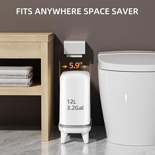 Bathroom Trash Can with Lid, Vacuum Adsorption Small Garbage Can 3.2 Gallon - Image 5