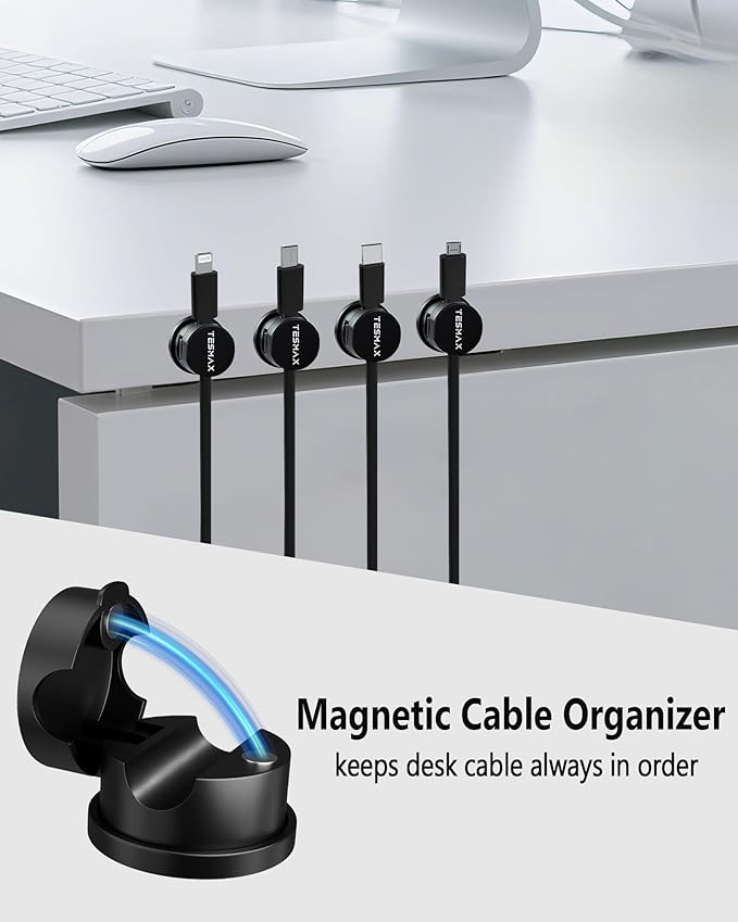 Magnetic Cord Holder 360°Rotation Cord Organizer, Phone Charging Wire Holder - Image 8