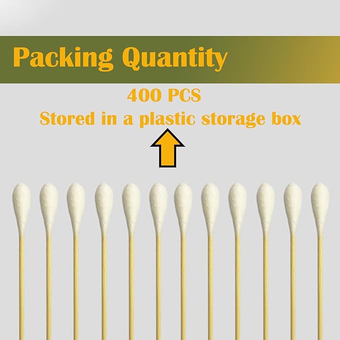 6 Inch Long Large Size Cotton Swabs 400PCS in Storage Box, Bamboo Sticks & - Image 5