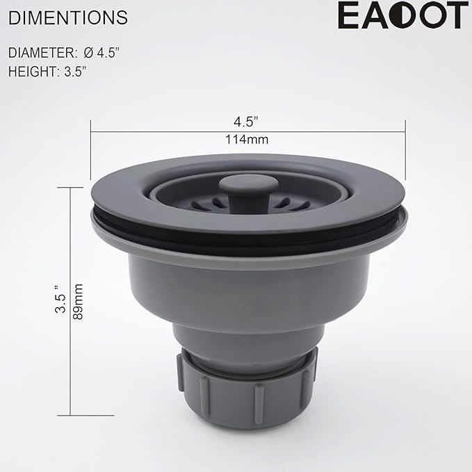 3-1/2 Inch Polymer Urban Gray Sink Drain Assembly - Image 2